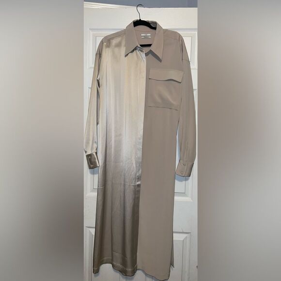 CO Collections Silky Belted Button Down Shirt Dress XL NWOT HTF Vogue - Picture 1 of 16